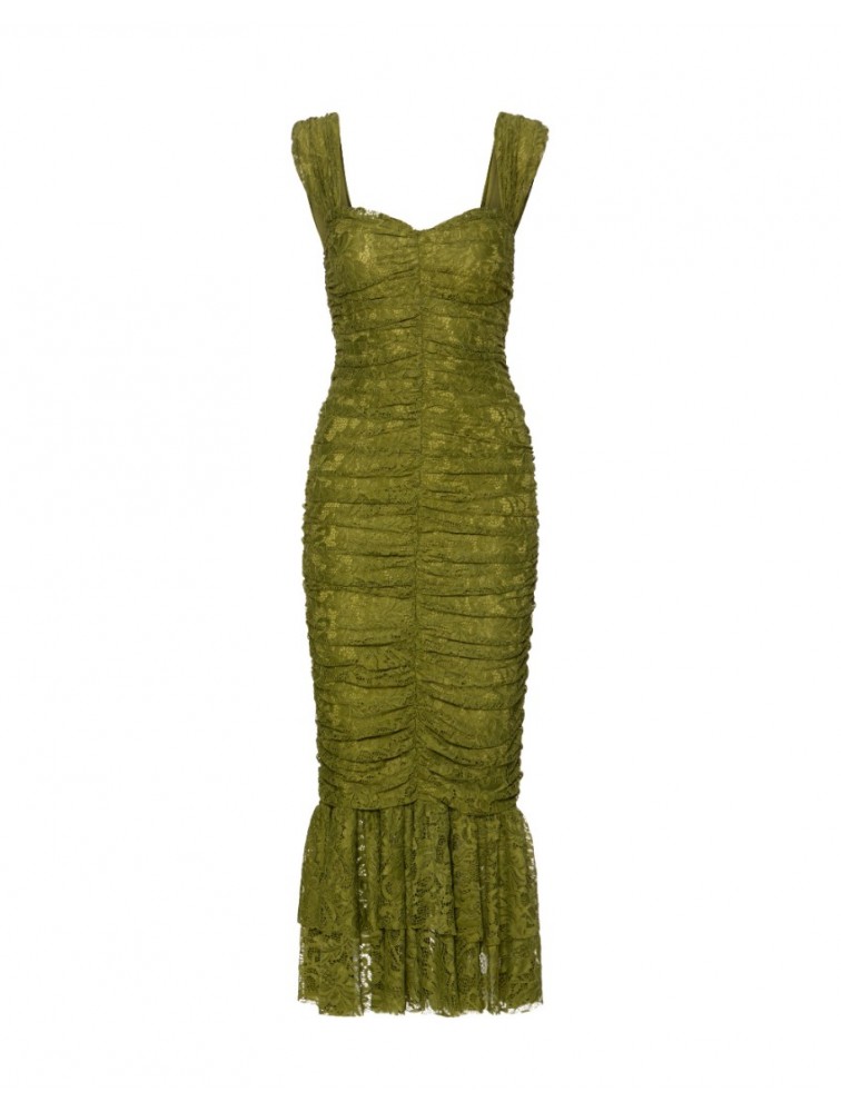 MIX AND MATCH Layla Lace Olive Dress Λαδί Φόρεμα